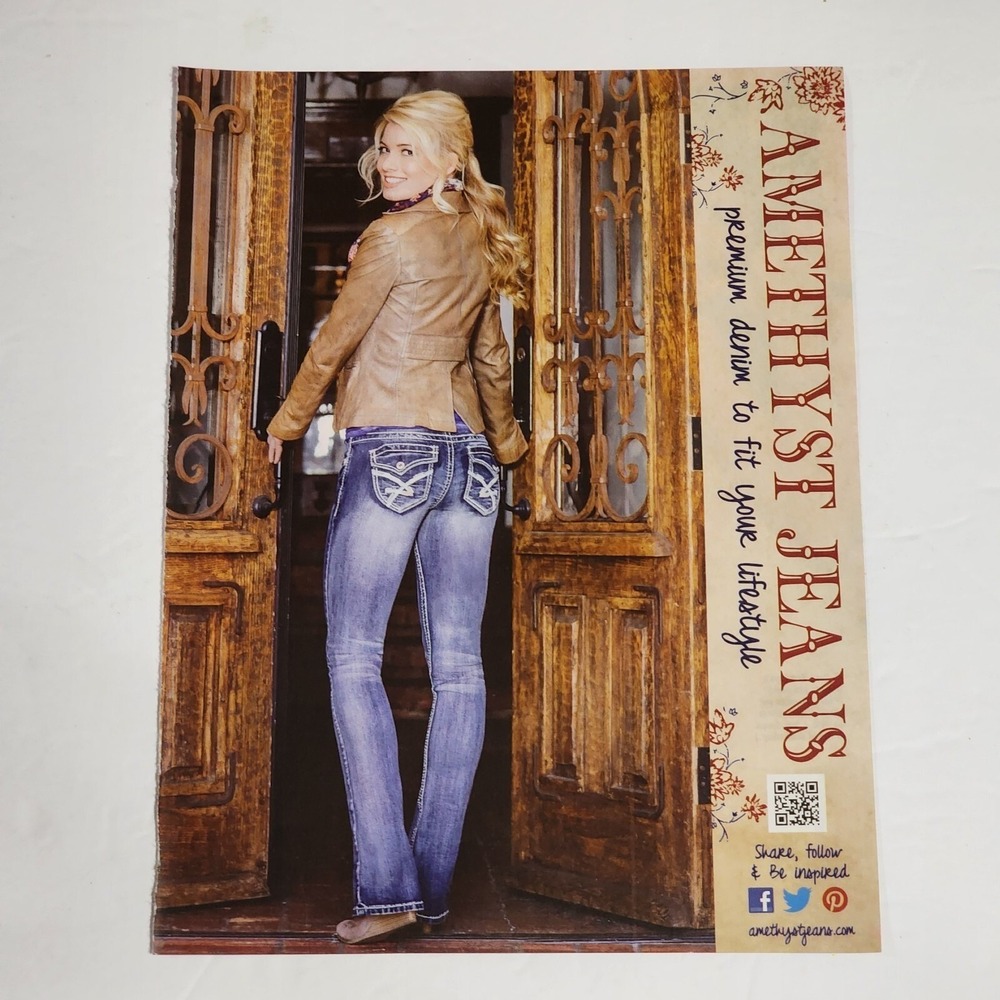 Print Ad Amethyst Jeans 2000s Magazine Clipping Model Denim Advertisement